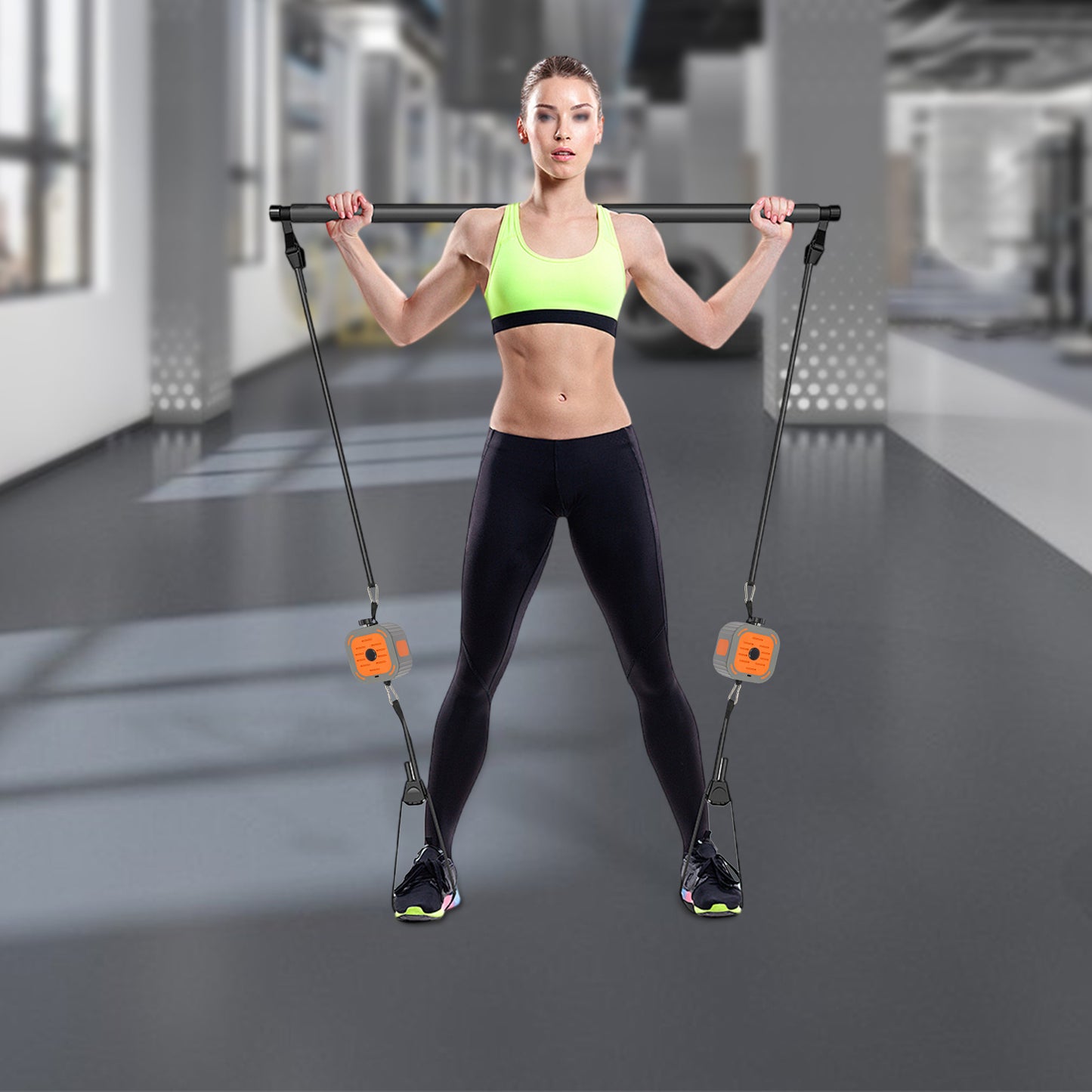 1 Set GDRASUYA10 Adjustable Nylon Resistance Bands with Handles, Universal Fitness Pump and Band Kit for Full Body Workout