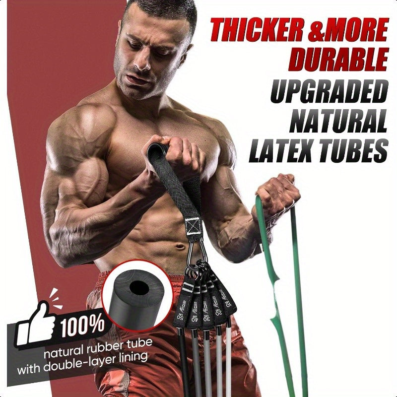 Resistance Bands Set 150lb 200lb 250lb HPYGN Exercise Resistance Bands with Handles 5 Tube Fitn Bands with Door Anchor Handles Portable Bag Legs Ankle Straps for Muscle Training