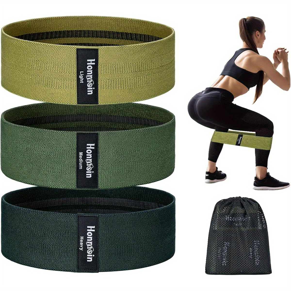 Resistance Bands for Working Out, 3 Levels Exercise Bands Workout Bands Set for Women Men, Hip Legs Booty Bands for Home Fitness, Gym, Yoga, Pilates