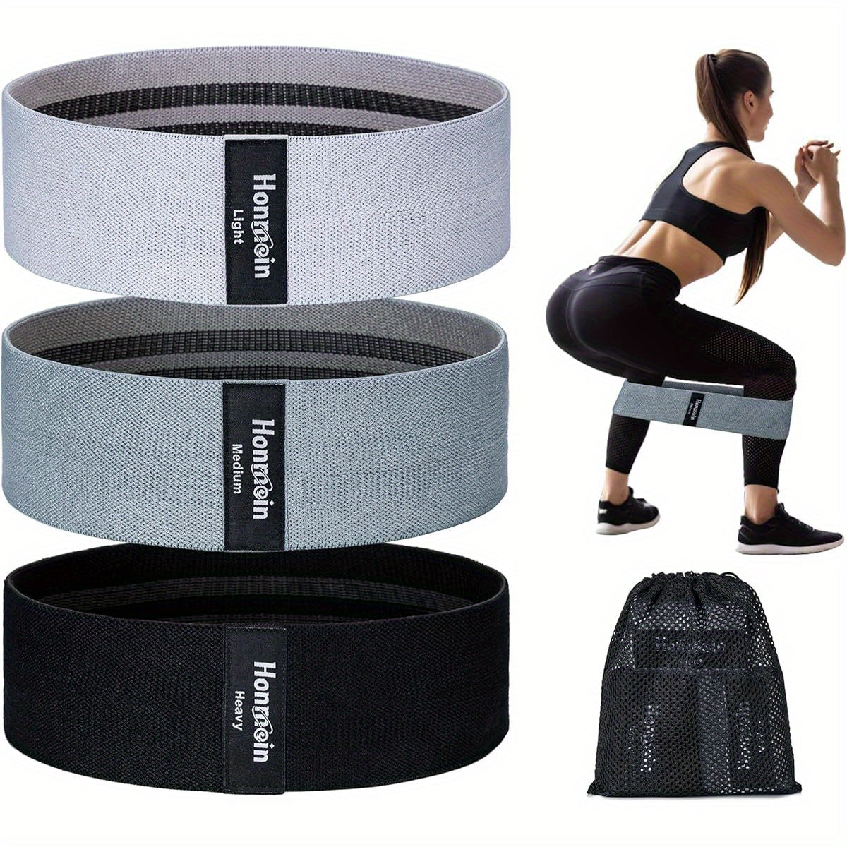Resistance Bands for Working Out, 3 Levels Exercise Bands Workout Bands Set for Women Men, Hip Legs Booty Bands for Home Fitness, Gym, Yoga, Pilates