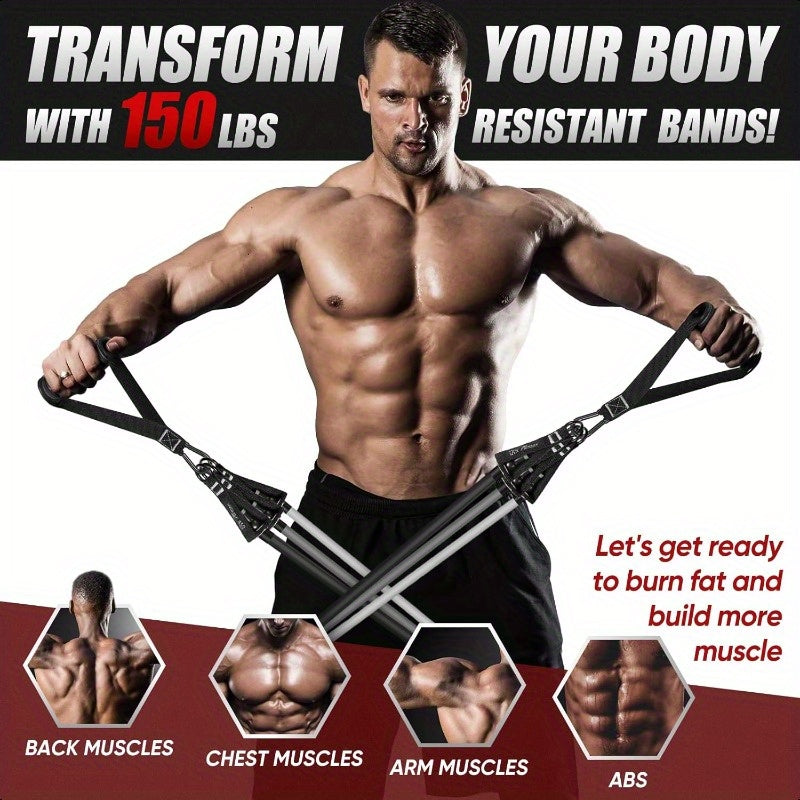 Resistance Bands Set 150lb 200lb 250lb HPYGN Exercise Resistance Bands with Handles 5 Tube Fitn Bands with Door Anchor Handles Portable Bag Legs Ankle Straps for Muscle Training