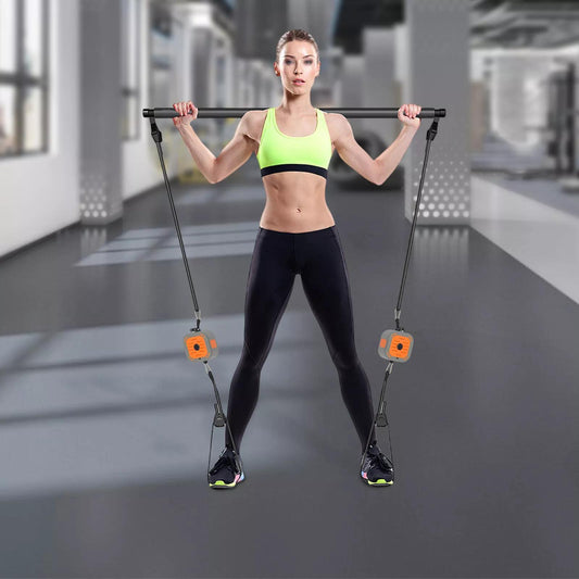 2pcs Adjustable Resistance Bands Set Portable Home Gym Workout Bands& Pump Set with Leg Straps & Handles Compact Travel Fitness Equipment Fitness Pump and Band Kit for Men & Women Strength Training Toning & Muscle Building