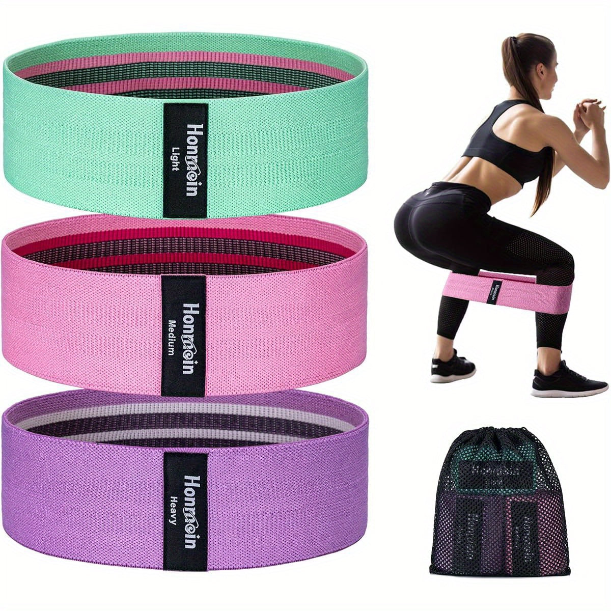 Resistance Bands for Working Out, 3 Levels Exercise Bands Workout Bands Set for Women Men, Hip Legs Booty Bands for Home Fitness, Gym, Yoga, Pilates