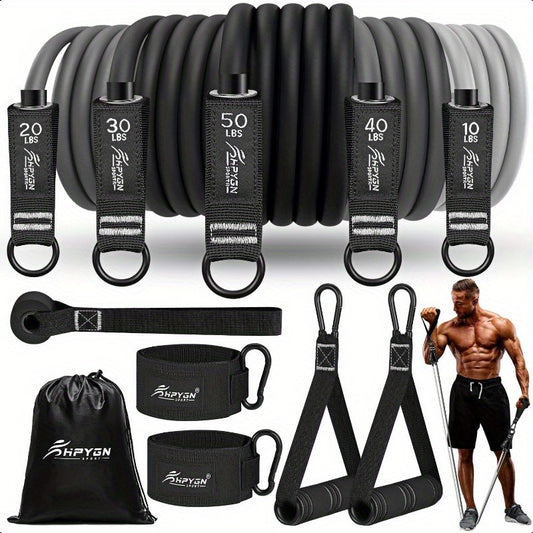 Resistance Bands Set 150lb 200lb 250lb HPYGN Exercise Resistance Bands with Handles 5 Tube Fitn Bands with Door Anchor Handles Portable Bag Legs Ankle Straps for Muscle Training